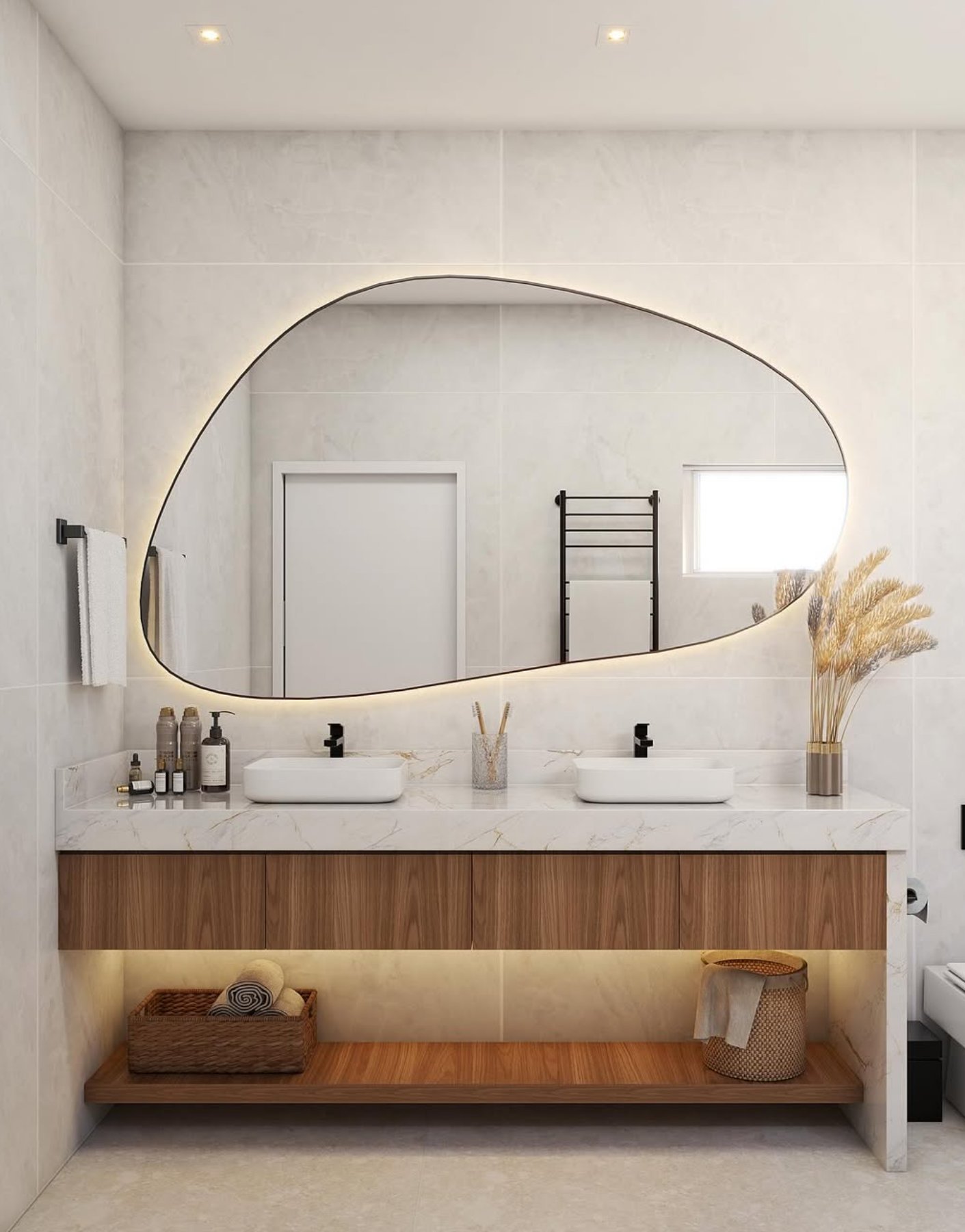 Lavabo com espelho orgânico